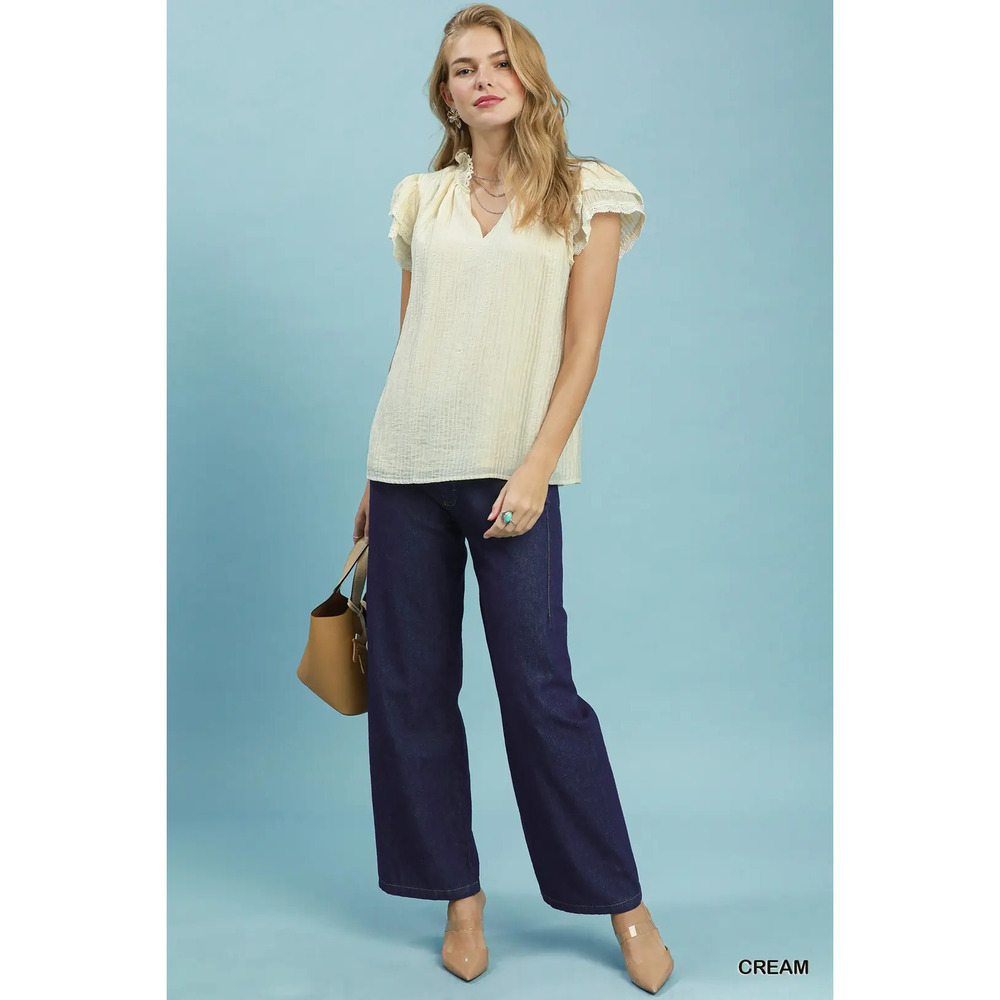 Umgee Lace Trim Ruffle Top - Picture 4 of 5